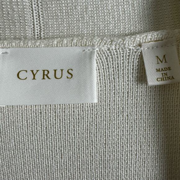 Cyrus Open Front Rayon Blend Cardigan Size Medium Ivory Ribbed Cuff Classy - Picture 5 of 10